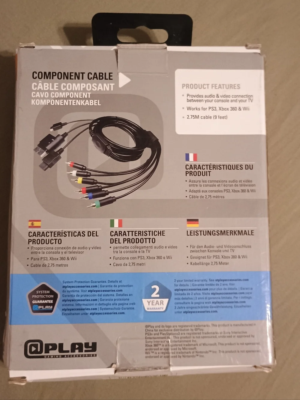 Play Component Video & Audio Cable for PS3, Xbox 360 & Wii — Black - Picture 2 of 3